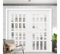 Aluminum and Acrylic Concertina Door Internal White, Custom Size Temporary Room Divider Screen for Laundry Bathroom Hallway WXH:100x195cm,WXH:205x180cm