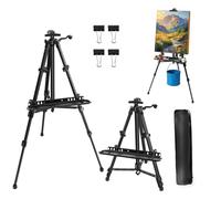 Aluminum Art Easel Stand for Painting, Adjustable 54-120 cm Folding Tripod, Artist Display Easel with Plastic Tray & Portable Carry Bag for Tabletop/Floor Canvas Drawing