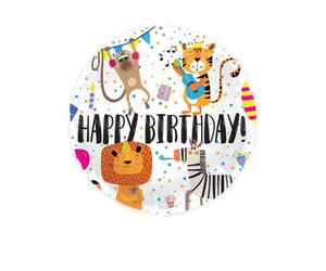 Aluminum balloon happy birthday animals 45cm