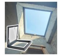 Aluminum Basement Flat Roof Escape Hatch 80° Opening Emergency Exit Lid for Cellar Skylight Window with Latch (32x34in/81x86cm) - Ideal for Sun Rooms and Commercial Use