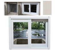 Aluminum Basement Window, Horizontal Sliding Replacement Window, Double Pane Tempered Glass for Mobile Home Shed Bathroom Soundproof(White,58x38cm)