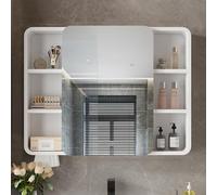 Aluminum Bathroom Medicine Cabinet Wall Mounted, Waterproof and Moisture-Proof with Paper Towel Hole, Rectangle Mirror Cabinet