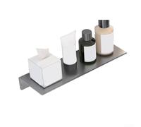 Aluminum Bathroom Shelf for Vanity Near Faucet, No-Drill Glue Installation, Minimalist Flat Design for Organizing Daily Essentials and Cosmetics (Gray（30）)