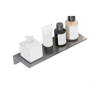 Aluminum Bathroom Shelf for Vanity Near Faucet, No-Drill Glue Installation, Minimalist Flat Design for Organizing Daily Essentials and Cosmetics (Gray（50）)