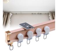 Aluminum Bendable Curtain Rails, Flexible Sliding Curtain Track Set, Silent Curtain Rods Track With Roller, for Office, Hospital, Bay Window (Default top Install)(Pink,1.9m/6.23FT(2 * 0.95m))