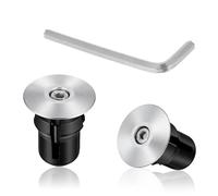 Aluminum Bike Bar Ends Handlebar End Caps Bar End Plugs Caps Silver Road Bicycle Grip Bike Handlebars Plug Handlebar Plugs with Hexagonal Wrench