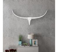 Aluminum Bull Head Wall Decor Silver 96cm Large with Polished Finish Modern Sculpture for Living Room Bedroom Office Stylish Art Object and Decorative Ornament