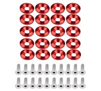 Aluminum Bumper Washer Kit for Universal Vehicles, 20Pcs Engine Bay Up Fasteners, Lightweight Red Anodized Finish