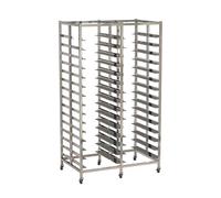 Aluminum Bun Pan Rack,Commercial Food Tray Cart with Brake Wheels,Adjustable Partitions Drying Rack for Baking and Pizza Trays(30-Tier)