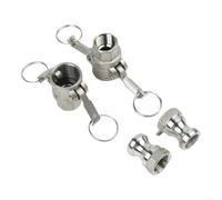 Aluminum Cam And Groove Hose Fitting Set Part D Plus Part A With Npt Threads For Hydraulic Lines Water Transfer Two Pieces Silver(1/2 inch)