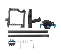 Aluminum Camera Cage Rig with Top Handle for A7 A7II A7S A7SII A7R A7RII and GH4, Lightweight CNC - Machined Cage with Cold Shoe Mounts and 15mm Rail