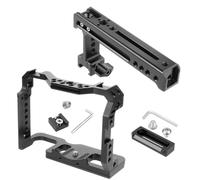 Aluminum Camera Protective Cage Rig Housing with Cold Shoe Mount 1/4 to 3/8 Screw Top Handle for Sony A7S3 A7R4 Camera