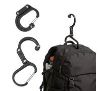 Aluminum Carabiner Gear Clip Hook 3-in-1-60 Lbs Load Capacity Camping Backpack Hiking Accessories - Tactical Keychain Holder for Garage Organization Travel Outdoor - Stealth Black 1 Pack(Small)