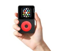 Aluminum Case for Apple Watch Series 11/10/9/8/7 45/46mm, Transform Watch into Retro MP4, Retro iPod Style Metal Protective Cover with Functional Click Wheel (Classic Black and Red, 45MM)