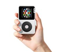 Aluminum Case for Apple Watch Series 9/8/7 45mm, Transform Watch into Retro MP4, Retro iPod Style Metal Protective Cover with Functional Click Wheel (Retro Black and Silver, 45MM)