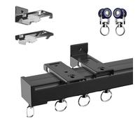Aluminum Ceiling Curtain Track Set - 2-2.6mm Thick Single Rail Wall Bracket Included Perfect for Bed RV Room Divider & Home Decor in France