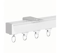 Aluminum Ceiling Curtain Track Silent Room Divider Poles with Alloy Pulleys Wall Mounted Drapery Track for Curtains 300cm/9.8ft (Top White)