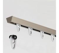 Aluminum Ceiling Curtain Track System for Bathroom & Living Room, Hidden Ceiling-Mounted Rail, Slide Curtain Rod, 170cm/5.6', Ideal for Drapes & Dividers (White)