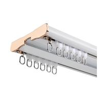 Aluminum Ceiling Trac for Room Dividers & Privacy - 190cm (6.2ft) Double Rail System with 90° Corner Connector - Ideal for Home & Office Dins - White