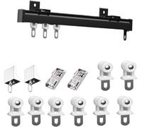 Aluminum Ceiling Track With Silent Rollers, Suitable For Room Partition Tracks(Noir,2.5M/8Ft)