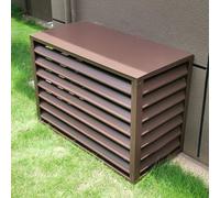 Aluminum Central Air Conditioner Protection Cover For Outside Units, Outdoor Freestanding Privacy Screen Fence Panels Trash Can Enclosure Flower Stand Decorative Outdoor AC Unit Cover ( Color : Brown