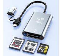 Aluminum CFexpress Type B Card Reader &XQD &SD Card Reader with USB-A&USB-C