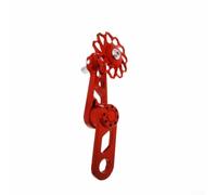 Aluminum Chain Tensioner for Single Speed Bicycle Modification with Floating Pulley and Oval Chainplate Design (red)