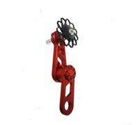 Aluminum Chain Tensioner for Single Speed Bicycle Modification with Floating Pulley and Oval Chainplate Design (Red and black)
