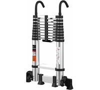 Aluminum Climb Telescoping Ladder 2.6m 3.2m 3.8m 5m 6m 7m, Foldable Telescopic Extension Ladders with Detachable Hook, Outdoor Rooftop Use, Load 200kg (Size : 5.1m/16.5F