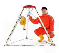 Aluminum Confined Space Tripod Kit with Retractable Legs, Winch, Fall Arrester, and Safety Belts for Sewer Well Entry and Road Safety Relief