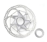 Aluminum Core Centerlock Disc Brake for Road and Mountain Bikes 140mm or 160mm Diameter with Stainless Steel Facing and Heat Dissipation Fins (grey 160mm)