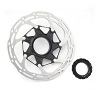 Aluminum Core Centerlock Disc Brake for Road and Mountain Bikes 140mm or 160mm Diameter with Stainless Steel Facing and Heat Dissipation Fins (Black 140mm)
