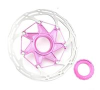Aluminum Core Centerlock Disc Brake for Road and Mountain Bikes 140mm or 160mm Diameter with Stainless Steel Facing and Heat Dissipation Fins (Pink 140mm)