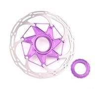 Aluminum Core Centerlock Disc Brake for Road and Mountain Bikes 140mm or 160mm Diameter with Stainless Steel Facing and Heat Dissipation Fins (Purple140mm)