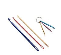 Aluminum Crochet Hook Needle Set with Mini Crochet Hooks Keychain, Tunisian Afghan Yarn Crochet Hook Knitting Needles with Eye Holes Tool for DIY Crafts Crochet Yarn Hand Darning Weaving Sewing