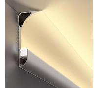 Aluminum Crown Moulding Baseboard with LED Lighting Profile, 4ft to 10ft Indirect Lighting Diffuser Channel for 8mm Strip, Modern Home Décor Solution