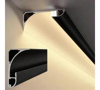 Aluminum Crown Moulding LED Channel, Surface-Mounted Indirect Lighting Baseboard for Ceiling/Wall Decor (No LED Strip)(Black,2.4 m(8ft))