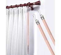 Aluminum Curtain Pull Rods with Metal Hooks 2 Pack 60" Drapery Wands for Grommet Curtains Spiral Handle Window Opener SticksPink Ideal for Bedrooms & Living Rooms