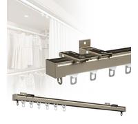 Aluminum Curtain Rail with Silent Rollers 50-600cm Adjustable Ideal for Bay Ceilings Walls Doorways - 1-Layer Room Divider System (d 420cm)