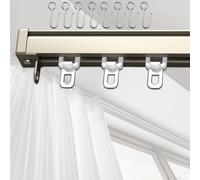 Aluminum Curtain Rods 2mm Thick Ceiling/Wall Tracks 50cm to 600cm Adjustable Length Includes Hooks & Pulleys Smooth & Quiet Glide for Curtains.