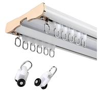 Aluminum Curtain Track 0.6-6.8m 2-Lane Ceiling Rail with Silent Rollers Perfect for Sliding Curtains and Room Dividers White 1.4m (4.6ft)