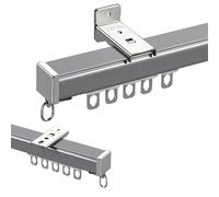 Aluminum Curtain Track 1-Layer Ceiling/Wall Mounted Curtain Rod Room Divider for Living Room & Shower Quiet Straight Design Length 100-400cm (Gray Wall 260cm/8.5FT)