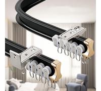 Aluminum Curtain Track 100cm-660cm Adjustable Ceiling and Wall Mount Shower Curtain Rail Curved & Straight with Brackets Ideal for Room Divider & Privacy Solutions