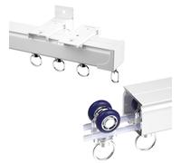 Aluminum Curtain Track 1Channel with End Caps & Mounting Kit Ideal for Flat Bay Windows Room Dividers & Camper Vans (White 550cm)