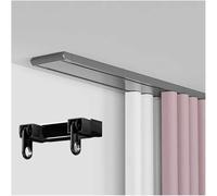 Aluminum Curtain Track 2-Lane Ceiling Mount 0.5-8m Silent Glide Function Double Rail Design for Living Room & Bedroom (Gray 5.2m)