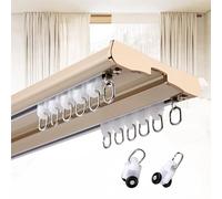 Aluminum Curtain Track 2-Lane Ceiling Mount 1/1.5/2/3.6/4.8/6m Silent Smooth Gliding Privacy Curtain Rod for Living Room & Bedroom (Gold 2.3m)