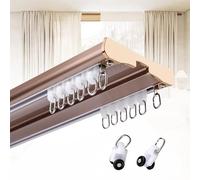 Aluminum Curtain Track 2-Layer Ceiling Mount 1-6m Lengths Silent Glide for Privacy Ideal for Living Room & Bedroom - Rose Design 1.7m