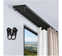 Aluminum Curtain Track 2-Layer Ceiling Mount Quiet Sliding Rail for Living Room & Bedroom 1m-6m Lengths Double Curtain Rod Black (4.1m)