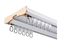 Aluminum Curtain Track 2-Layer Sliding Curtain Rail Complete Set with Accessories Rust-Free Easy to Install White 390cm - Ideal for Window Drapes and Home Décor.