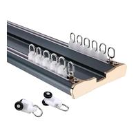 Aluminum Curtain Track Ceiling Curtain Rail Ceiling Mounting Double Track Rail For Curtain 1m-5m RV Room Divider Bay Windows Home With Fittings(Blue,380cm)
